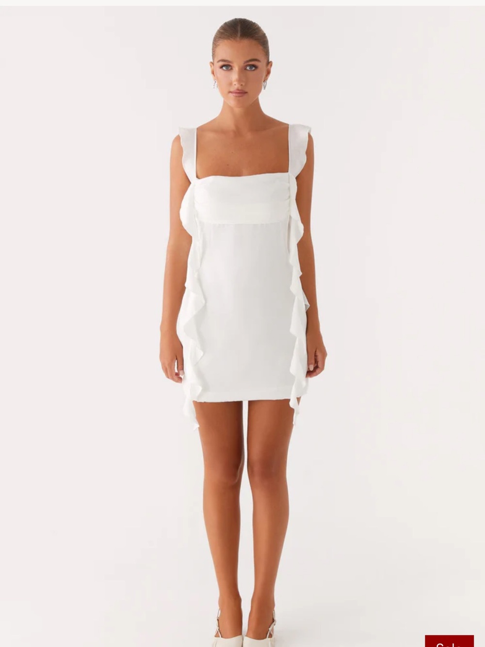 Peppermayo White Ruffle-Trim Mini Dress
